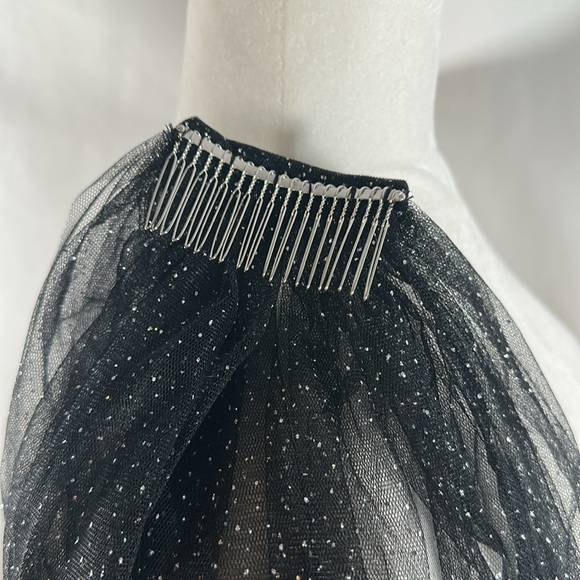 Black Sparkly Wedding Bridal Long 10ft Veil - Picture 6 of 6